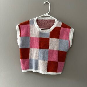 Colorful Checkered Knit Vest